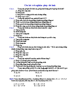 Toán 11 - Câu hỏi trắc nghiệm phép dời hình